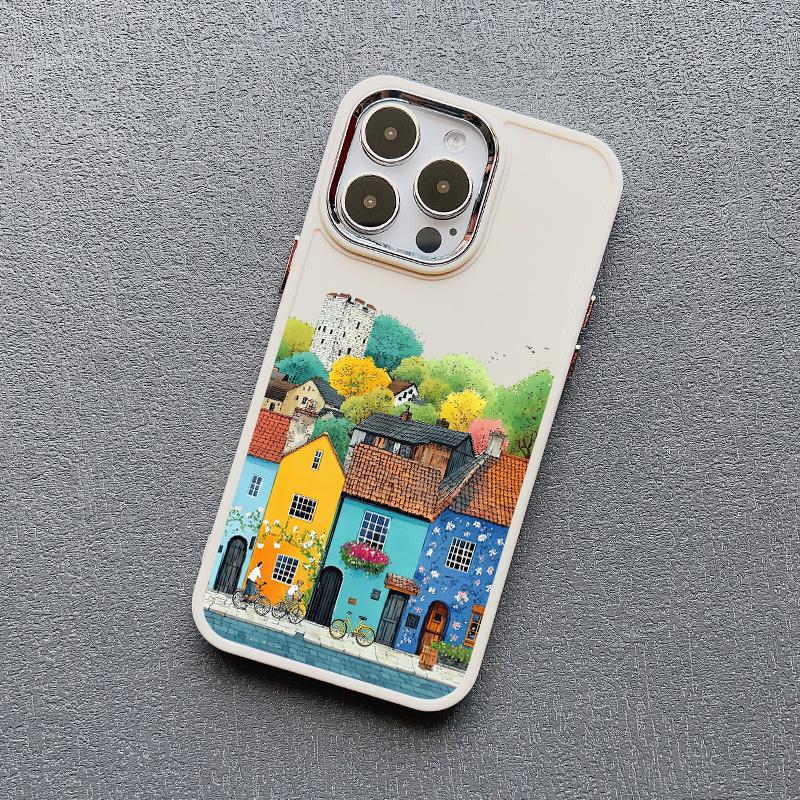 Picturesque Landscape Town Silicone Phone Case For iPhone 16 15 14 Pro Max Plus 11 12 13 Pro Max 7 8 Plus SE2 XS X XR Back Cover