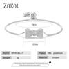 ZAKOL Fashion Bow Zirconia Crystal  Adjustable Bracelet & Bangle for Women Brilliant CZ Party Zircon