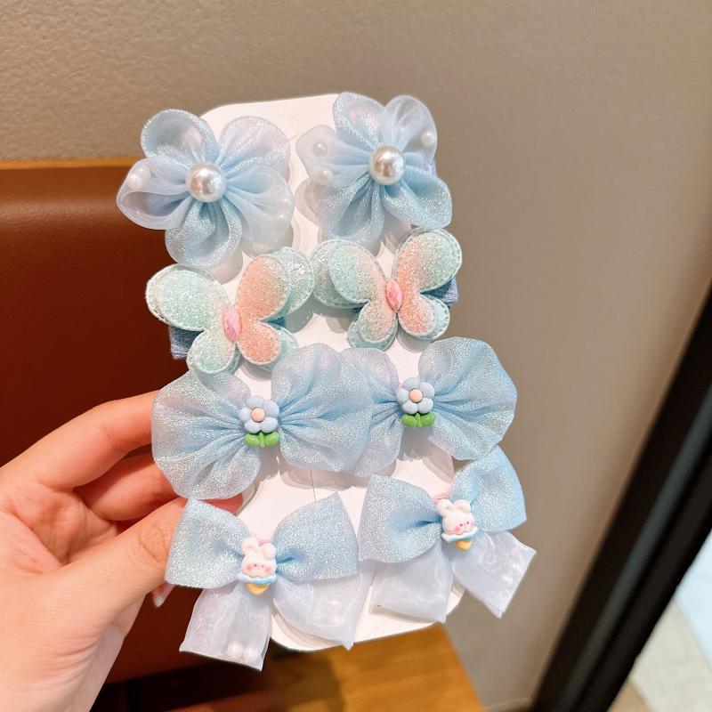 8Pcs New Bow Hair Clip Children's Princess Mesh Super Fairy Hair Card Girl Headdress Little Girl Butterfly Hair Accessories