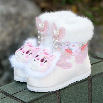 Kinder Mode Performance Schneestiefel für Winter Mädchen, Süße bestickte Baumwollschuhe