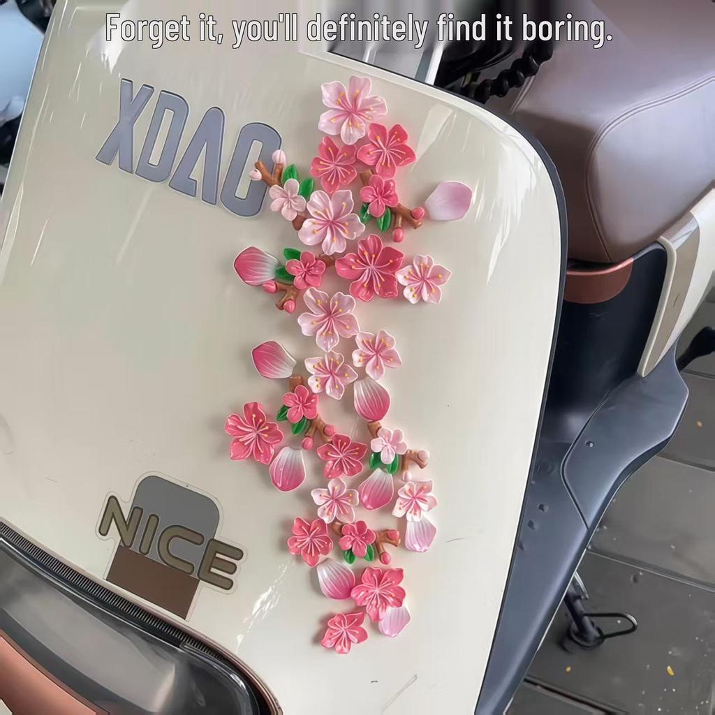 Peach Blossom & Cherry Blossom Car and EV Interior Ornament Sticker