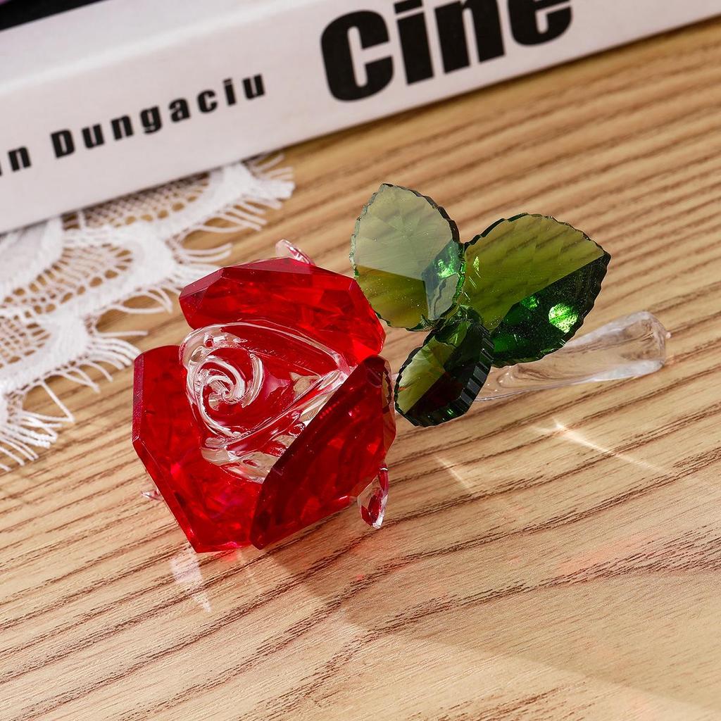 Crystal Glass Rose Ornament - Home Decor & Creative Gift