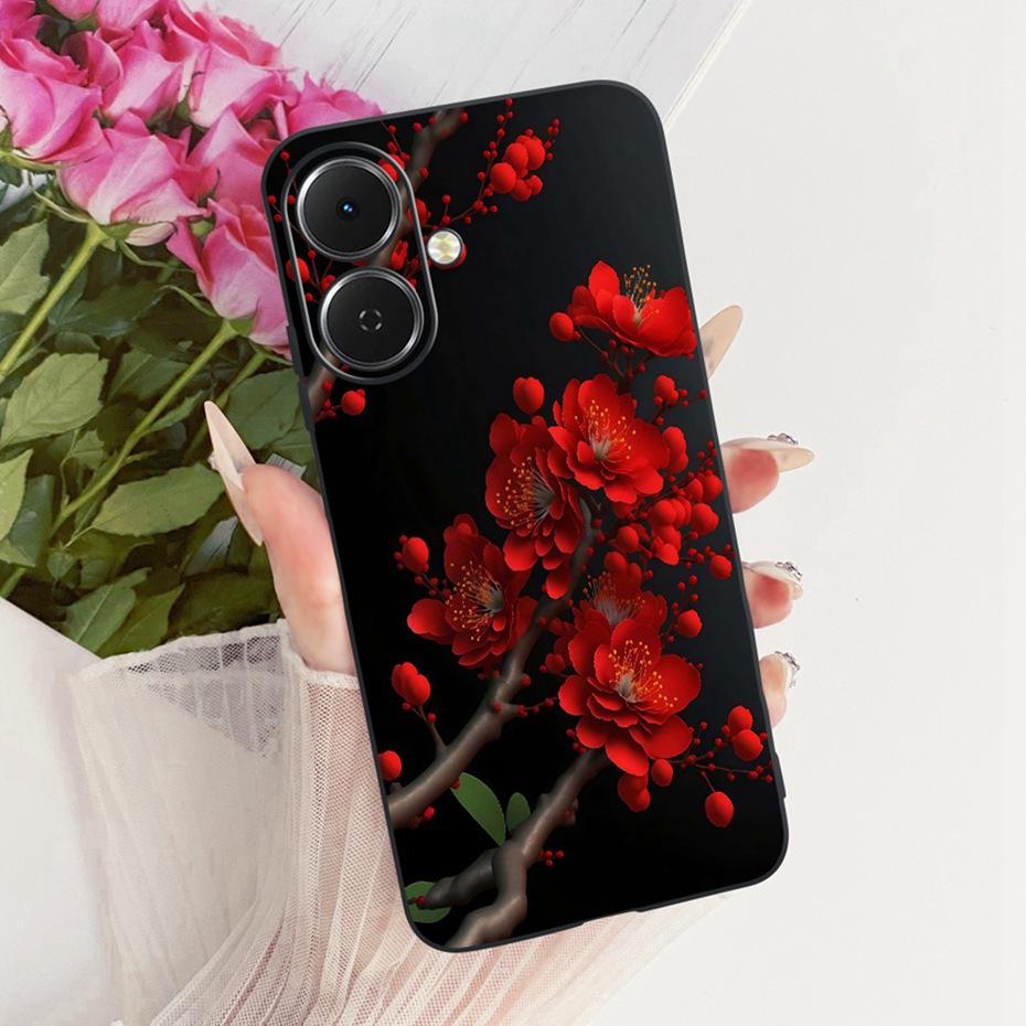 2025 Cute Printing Phone Case For Tecno Spark Go 2 KM4 Black Silicone Soft Cases For Tecno Spark Go2 Covers Bumpers