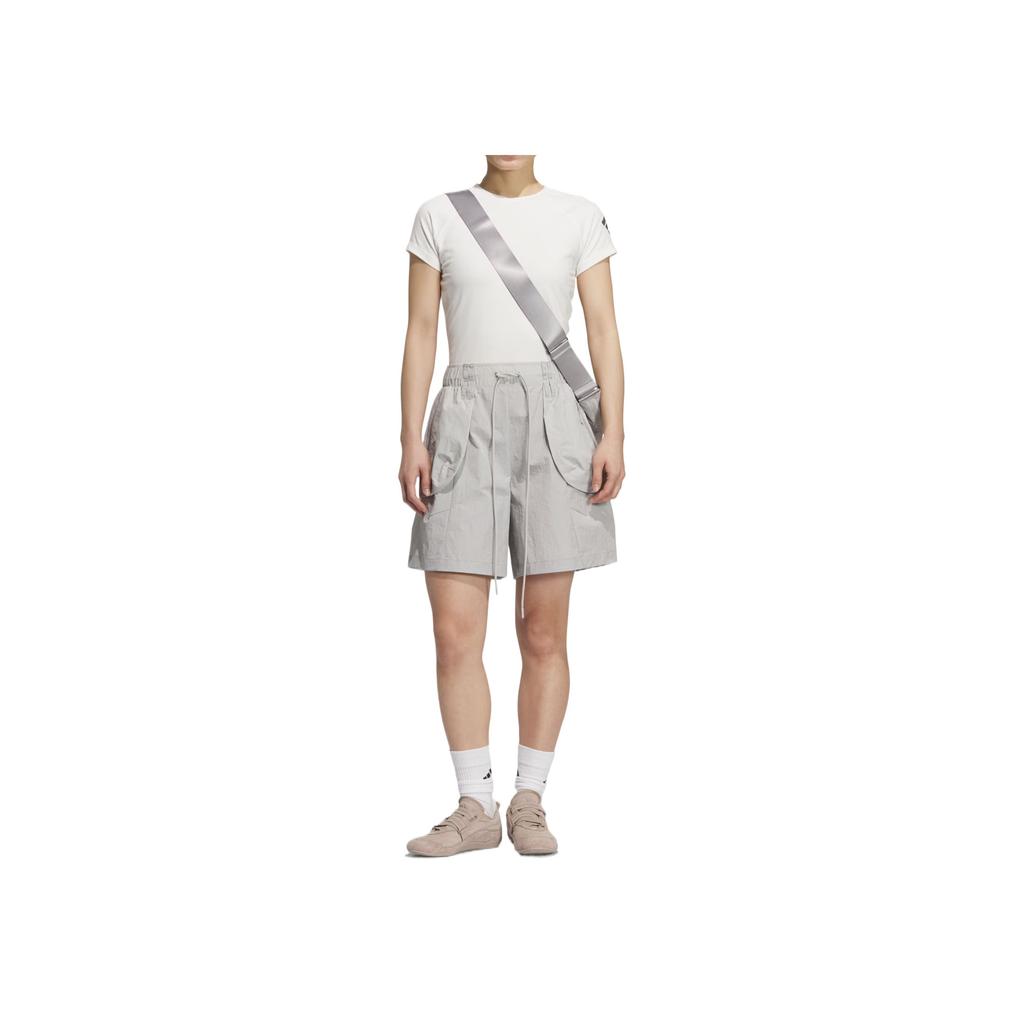 Adidas FOS Woven Shorts Comfortable Versatile Fashionable Soft Solid Color Casual Shorts Women Shorts Light-Gray KE9577