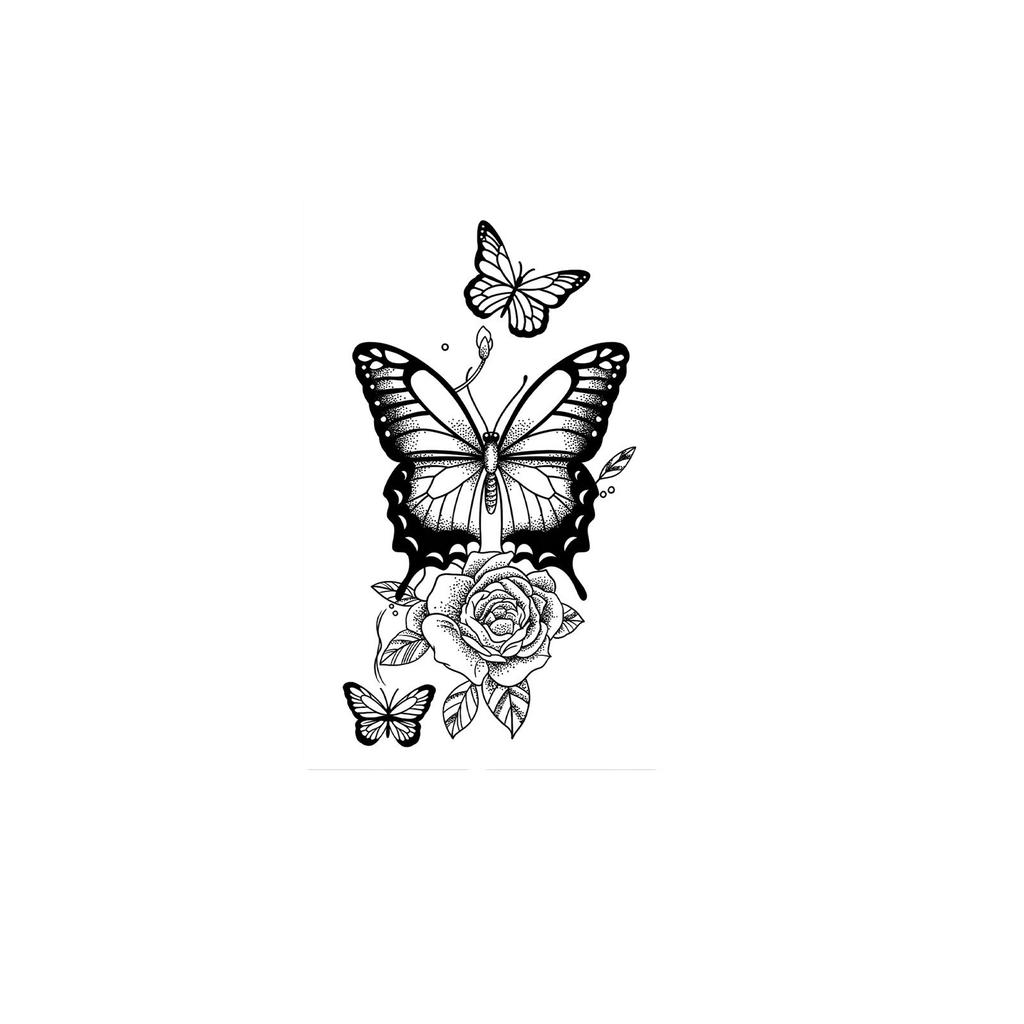 Realistic Butterfly Rose Tattoo Sticker, Waterproof And Long-Lasting, Women'S Upper Arm Advanced Sense Simulation Tattoo