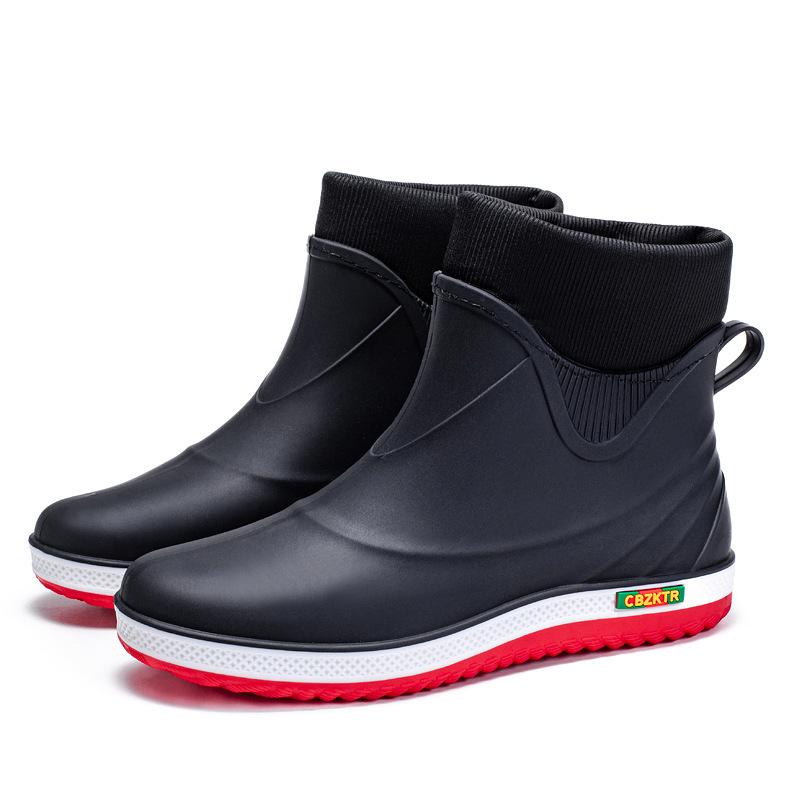 Men's Fashion Short Rain Boots - Waterproof, Non-slip, and Versatile for Outdoor, Kitchen, or Car Wash Use.