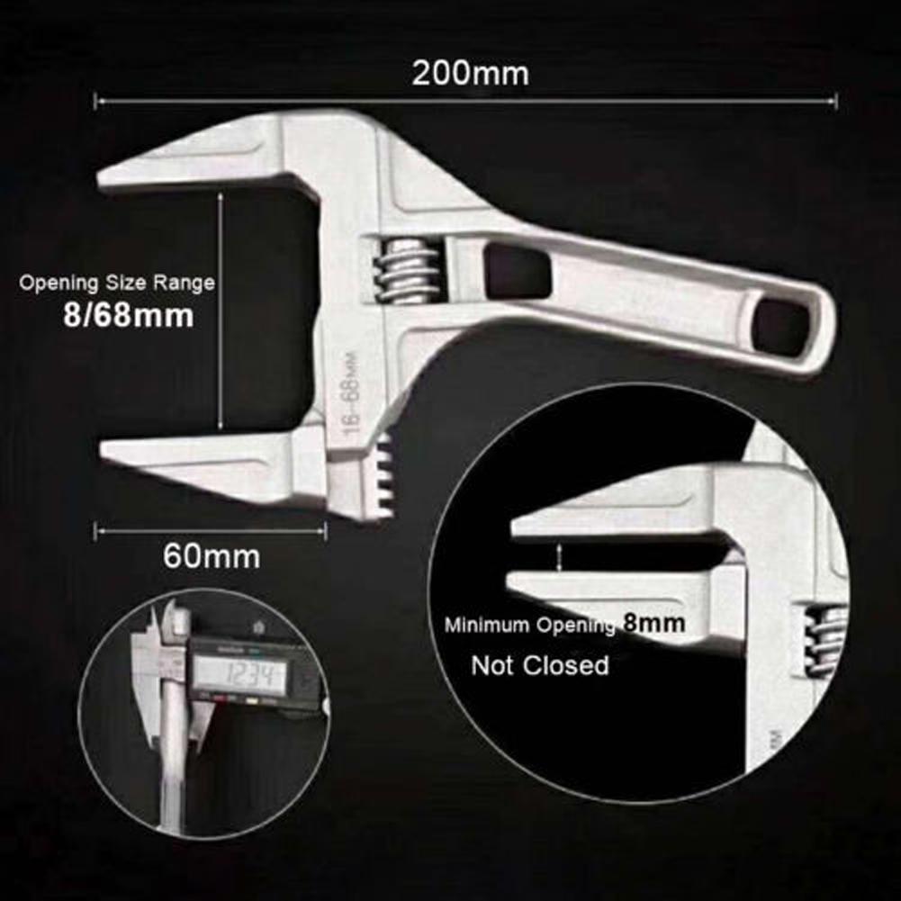 Bathroom Adjustable Wrench16-68mm Large Opening Spanner Wrench Nut Key Hand Tool