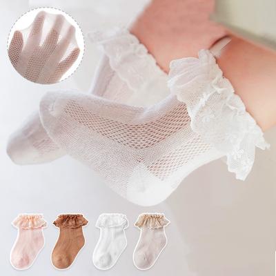 1 Pair Cute Kids Girl Sock Sweet Korean Fashion Ruffle Calf Sock for Toddler Girl Soft Cotton Spring Autumn School Sock Clothes
