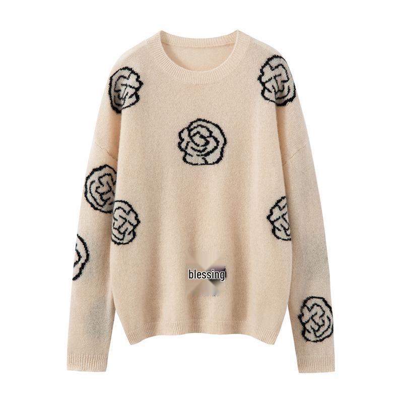 Women's 100% Pure Cashmere Loose Fit Round Neck Sweater - Versatile, Slimming Pullover for Autumn/Winter