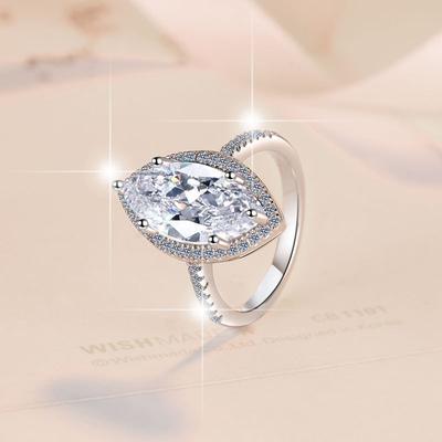 New D Color Moissanite Ring for Women 5ct Marquise Ring 925 Sterling Silver Ring Engagement Diamond Ring Wedding Ring Gift for Girlfriend
