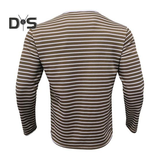 Fall Spring Men Top V Neck Striped Print Color Matching Long Sleeves Pullover Mid Length Casual Daily Wear Work Shirt