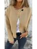 Women's 2025 Fashion Crew Neck Long Sleeve Woolen Coat