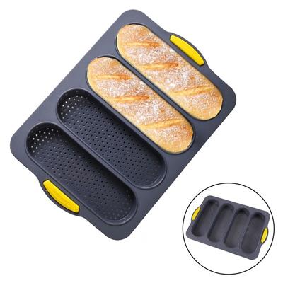 Neue 4 Gitter Silikon Kuchenform Brotbackform Brotform Baguette Backblech Antihaft Kastenform Brot Toastform Gebäckwerkzeuge