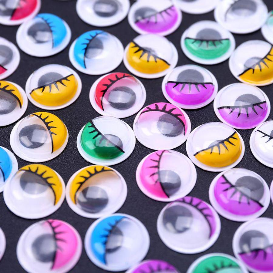 100/300/500pcs Adhesive Wiggle Eyes (0.8-1.5cm) - Colorful DIY Craft Supplies for Doll Making, Handmade Decorations, Scrapbookin