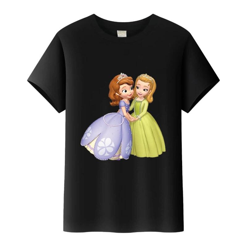 Disney Sofia První Princezna Kreslená Trička Dívčí Kulatý Výstřih Top Tričko Y2k Volné Halenky Harajuku Tričko Letní Oblečení Dárek