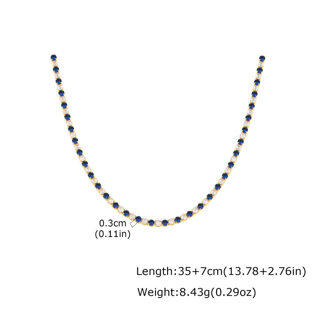 Shiny AAA+ 3mm Colorful Crystal Tennis Chain Necklace Bling Rainbow Cubic Zircon Choker for Women Party Fine Jewelry Gift
