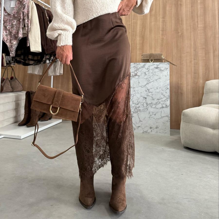 Abito Bodycon Midi/Maxi Patchwork in Pizzo da Donna Autunno Inverno