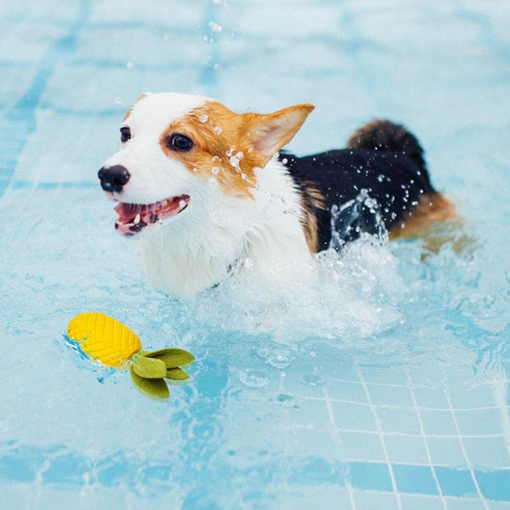 Bite-resistant Pineapples Dog Puzzle Toy Interactive Wear-resistant Pet Sound Making Toy Yellow Dog Chew Toy Relieve Boredom giallo