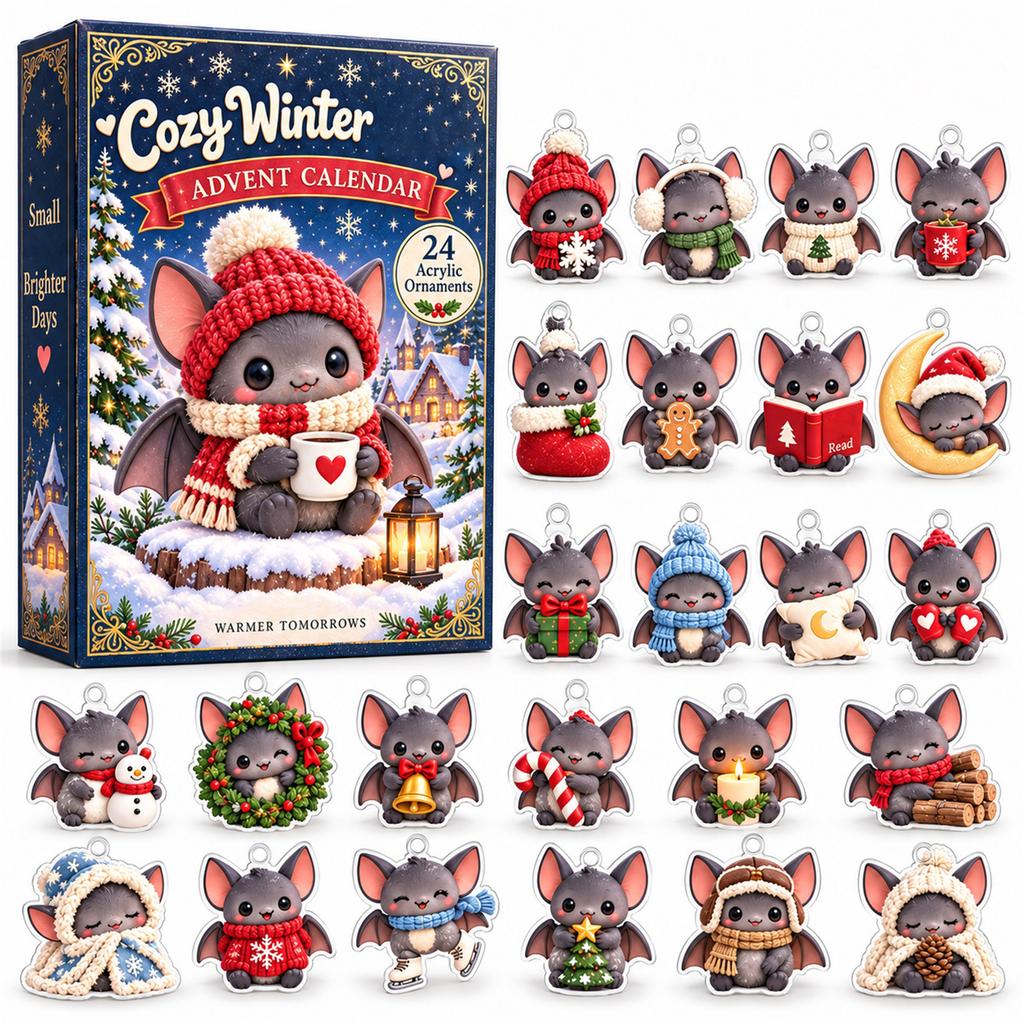 Winter Warm Acrylic Charm with Cute Hanging Ornament for Christmas Decoration Gift Box