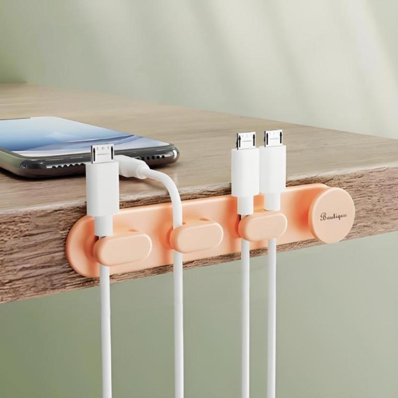 

Data Cable Organizer Silicone Charging Hub Self-Adhesive Winding Device Desktop Storage And Fixed Winding Device Holder розовый