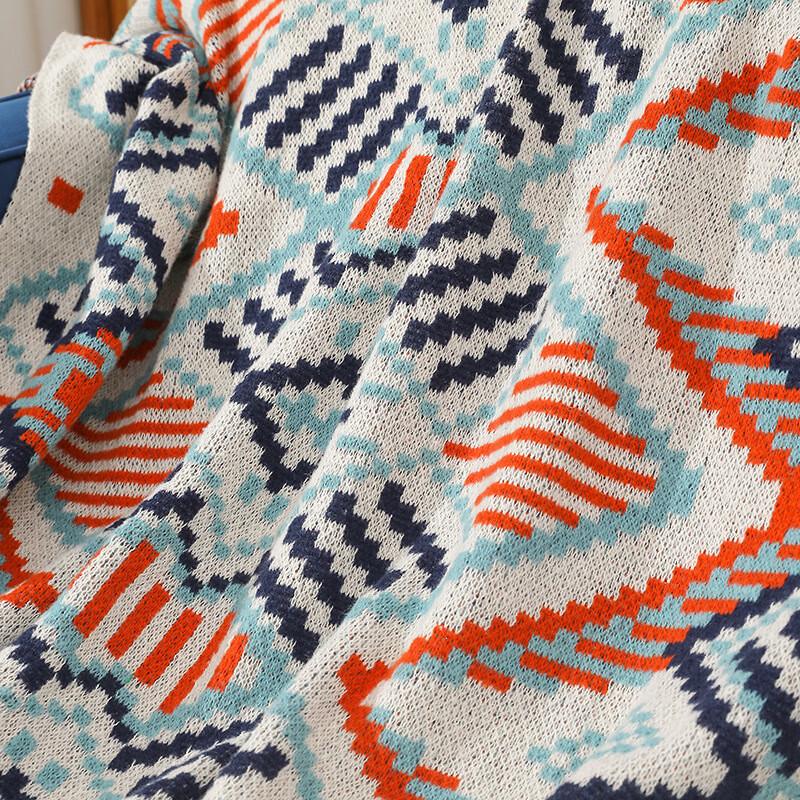 OEING Nordic Retro Knitted Throw Blanket