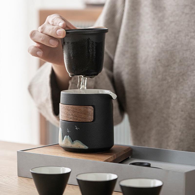 Quick Tea Cup Travel Portable Bag One Pot Three Cups Kung Fu Tea Set