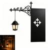 Vintage Schwarze Schmiedeeiserne Wandmontierte Laterne Hohlblumenmuster Warmes Licht Für Haus Café Geschäft Dekoration