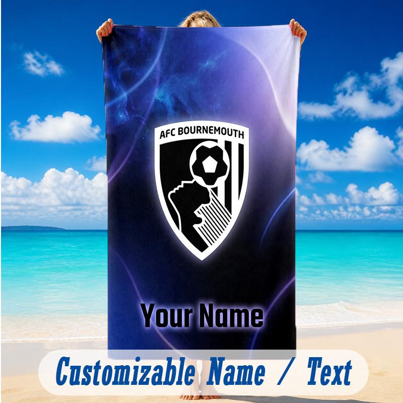 Beach Towel Custom Name Text, Quick Dry Large Towel For Beach HomeBournemouth Football