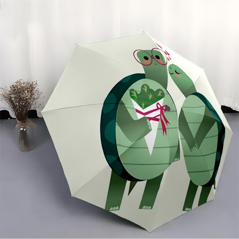 1pc Turtles Love Automatic Open/close Umbrella, 8-Rib Sturdy Structure, Portable Travel Umbrella, Parties, Everyday Useb033