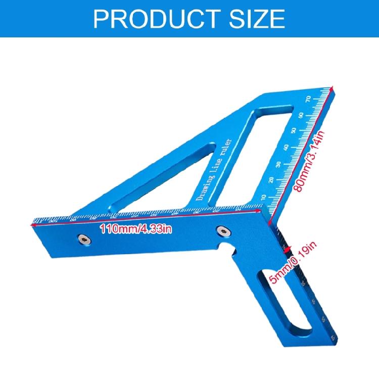 Herramienta de Medición de Escuadra Triangular de Aleación de Aluminio de Alta Precisión para Carpintería Profesional y Constructores en Diversas Aplicaciones