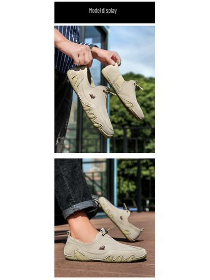 Cross-Border Octopus Plus Size Men's Genuine Leather Low-Top Casual Bean Shoes