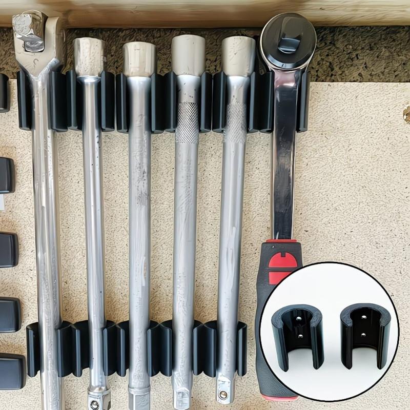 Ratchet Wrench Storage Rack 10Pieces Wall Mount Tool Holder for 1/2Inch Drive Extensions Repair Shops Garage Setups