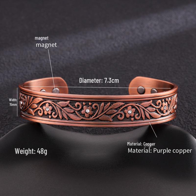 Purple Copper Magnet Bracelet - Adjustable Pure Copper Hand Jewelry