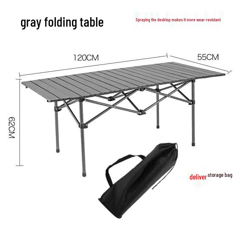 Portable Metal Roll-Up Folding Table for Camping, Picnic, and BBQ