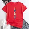 Summer Round Neck Planet Pattern Printed Top Fashionable Casual Short Sleeved Women's Pure Cotton T-shirts
