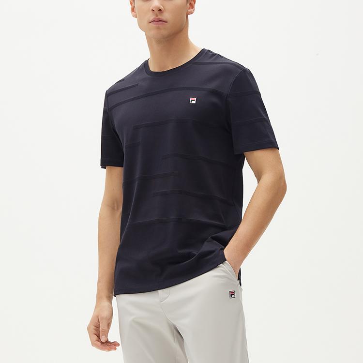 Fila Embroidered Logo Dark Pattern Round Neck Sports Short Sleeve T-Shirt Men Tops Legendary-Blue F11M131129F-NV