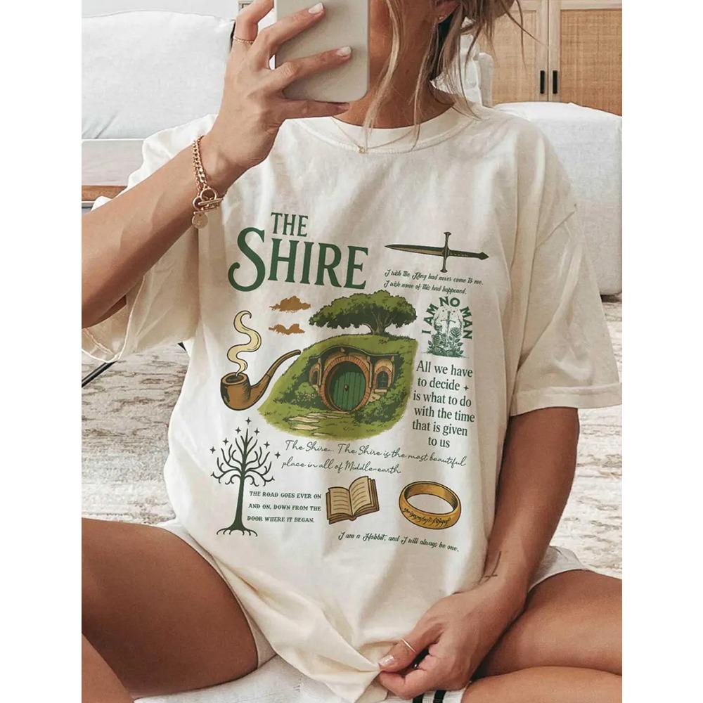 The Shire LOTR Comfort Colors Shirt Fantasy Book Lover Tee Funny Second Breakfast T-Shirt Hobbit Fan Gift Fashion Tops Clothing M