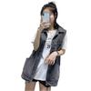 [SpringSwalloow] [Spring Swallow] Ladies Fashion Denim Sleeveless Oversize Jacket Vest Relaxing Outer Sleeveless Outdoor Spring/summer For Autumn Cute