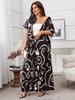 2025 New Plus Size Printed Loose Short Sleeve Cardigan & Wide Leg Pants Set for Women