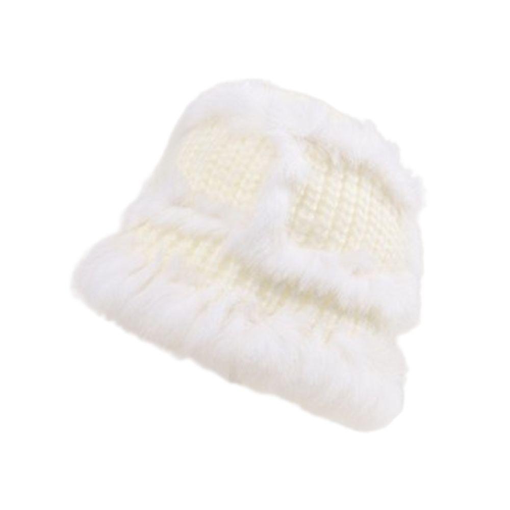 Plush Bucket Hat Cute Female Hats Portable Winter Knitted Hat Autumn/Winter