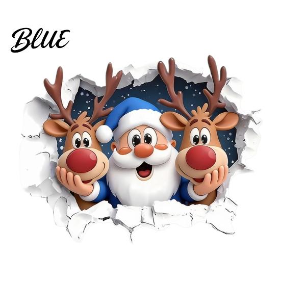 Santa Claus Wall Stickers Christmas And Elk Toilet Stickers 3D Breaking Decals DIY Room Beautification Waterproof PVC Decorative for Bathroom