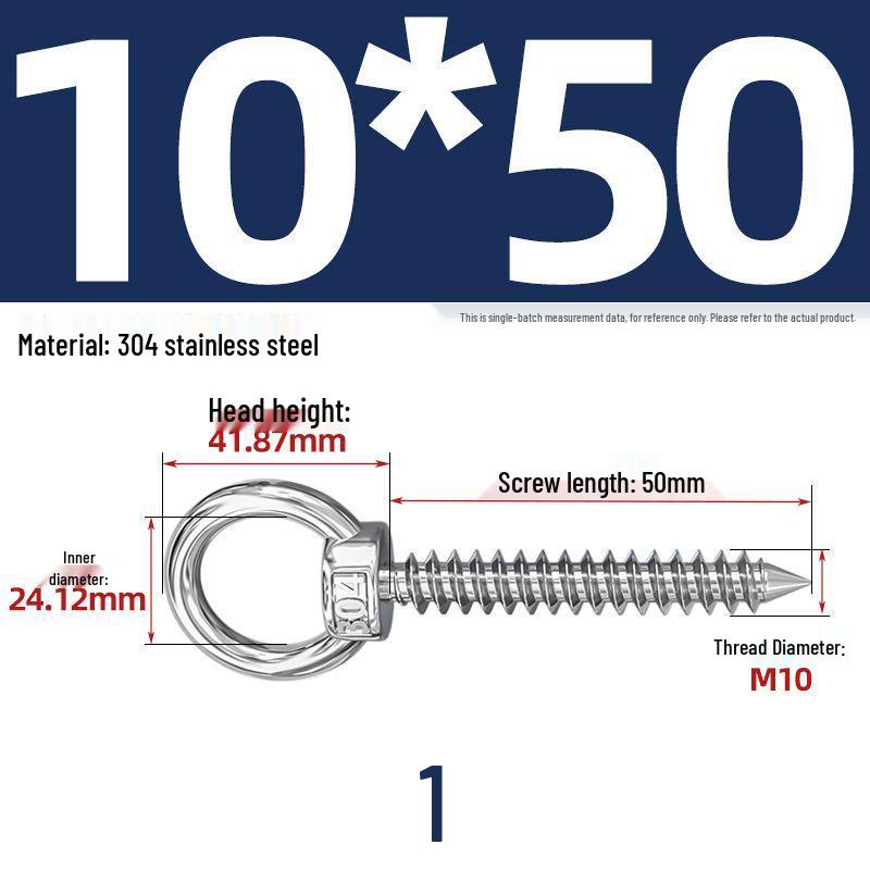 304 Stainless Steel Self-Tapping Eye Bolt with Ring Screw Hook