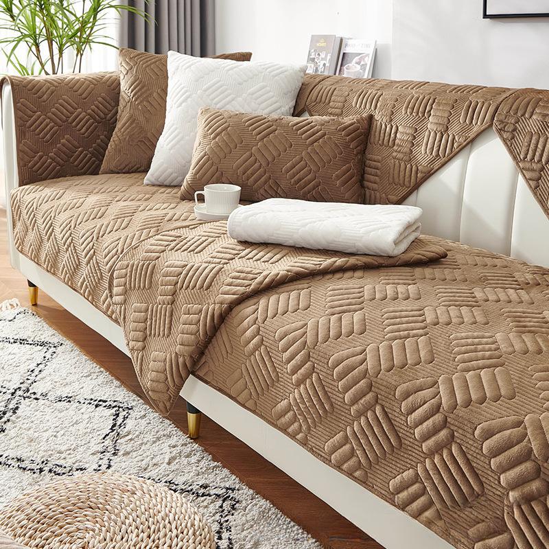Zimní plyšový polštář na pohovku Jednoduchá moderní protiskluzová látka Polštář na pohovku Potah na pohovku Slipcover