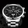 DEYROS Fashion Men's Calendar Steel Strap Watch Men's Casual Fake Three Eyes Quartz Wristwatch, Best Choice for Men's Gifts