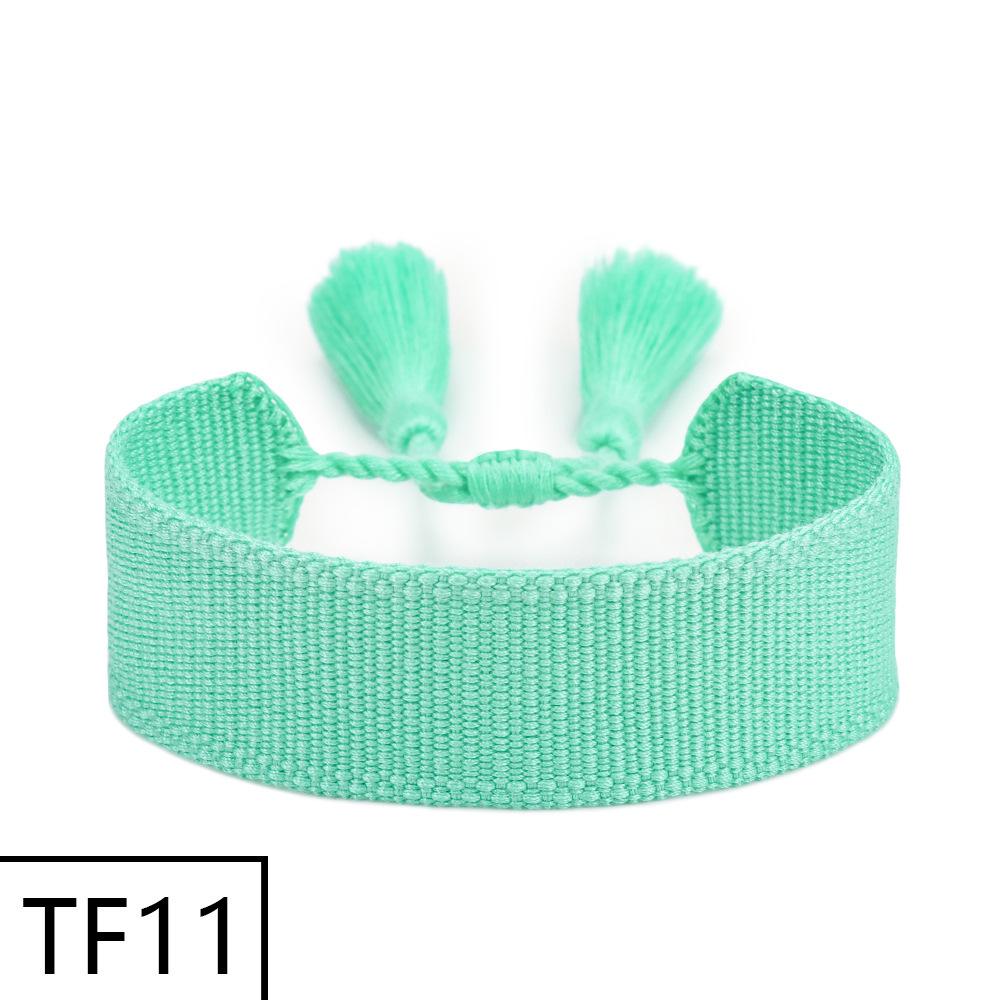 Adjustable European & American Fashion Embroidered Polyester-Cotton Tassel Bracelet with Customizable Logo