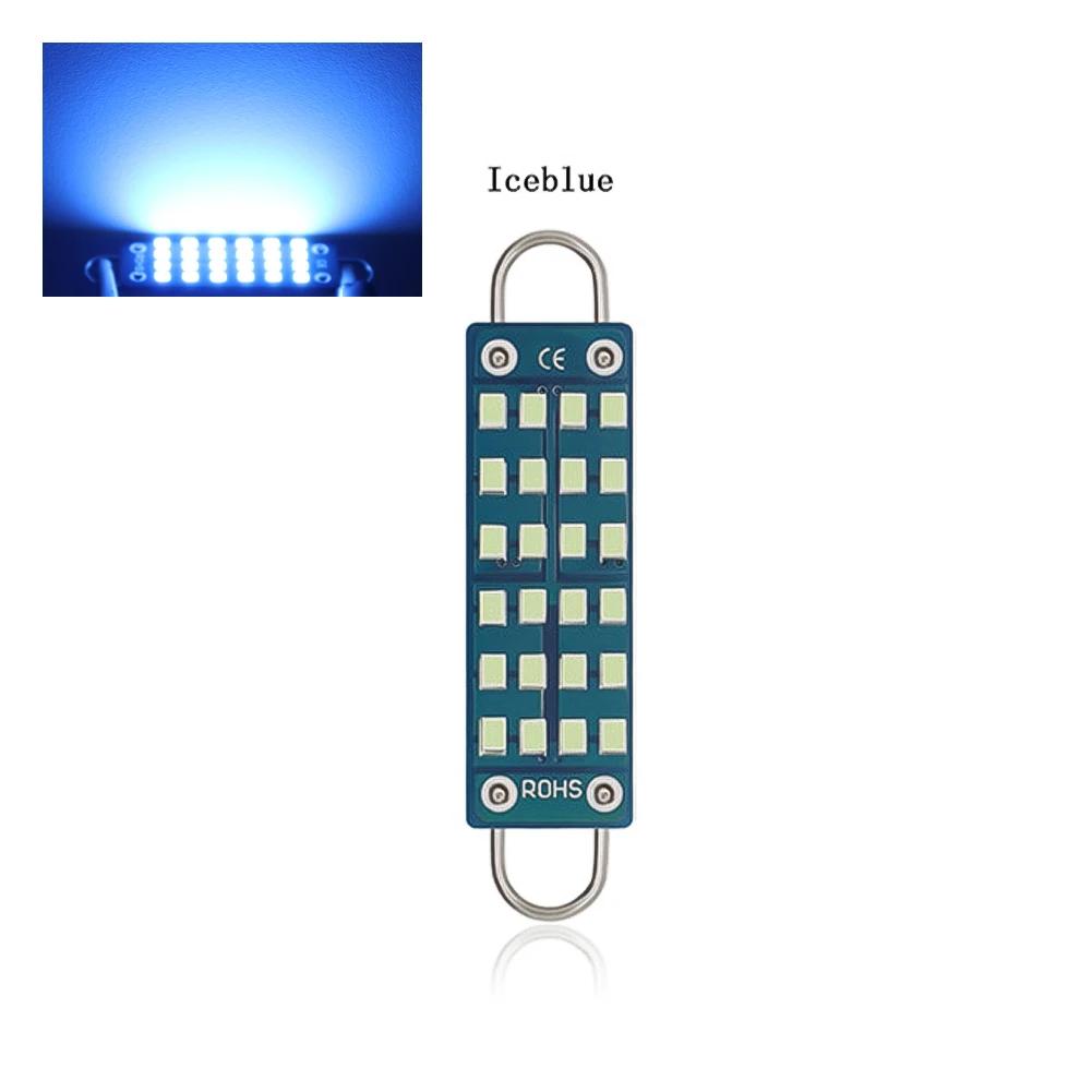 2Pcs Car W5W LED Canbus Bulbs 44mm Super Bright LED Lights 24SMD Reading Lamp Auto Interior Dome Light 240LM 12V Signal Lamp