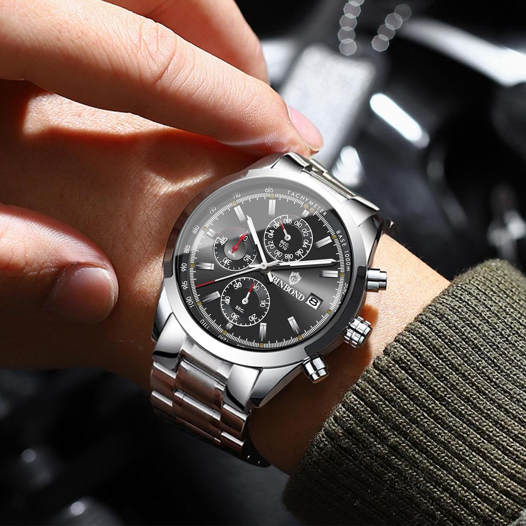Binbang Steel Strap Men's Quartz Wristwatch - Hot Seller Live Broadcast Edition