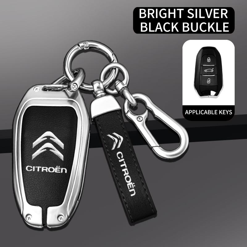 Metalen Lederen Auto Afstandsbediening Sleutelhoes Cover Sleutel Beschermer Fob Voor Citroen C1 C2 C4 C6 C3-XR Picasso Grand DS3 DS5 Auto Accessoires