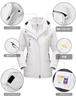 TACVASEN Ski for Fall and Mountain Size L Women's Jacket, Oversized, Multi-functional Hoodie, Comfortable, Fleece-Lined, Climbing, White,
