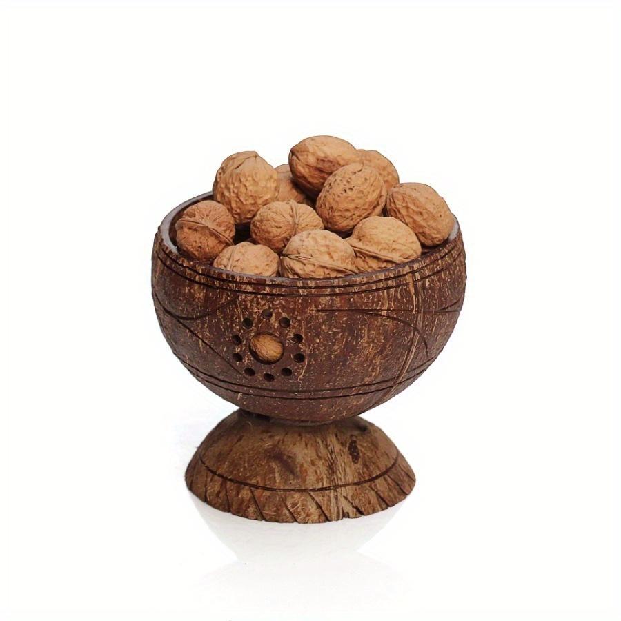 1PC Hollow Pattern Coconut Shell Stemware Dessert Bowl Nut Bowl Snack Bowl Coconut Shell Tableware Stemware Storage Tray Table Decoration Candlestick